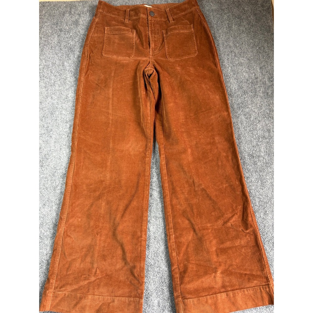 UpWest Women's M Corduroy Wide Leg Pants Rust Brown High Rise NWT $88